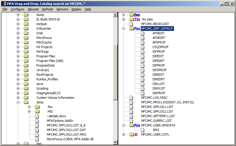 Workstation and Mainframe File Lists